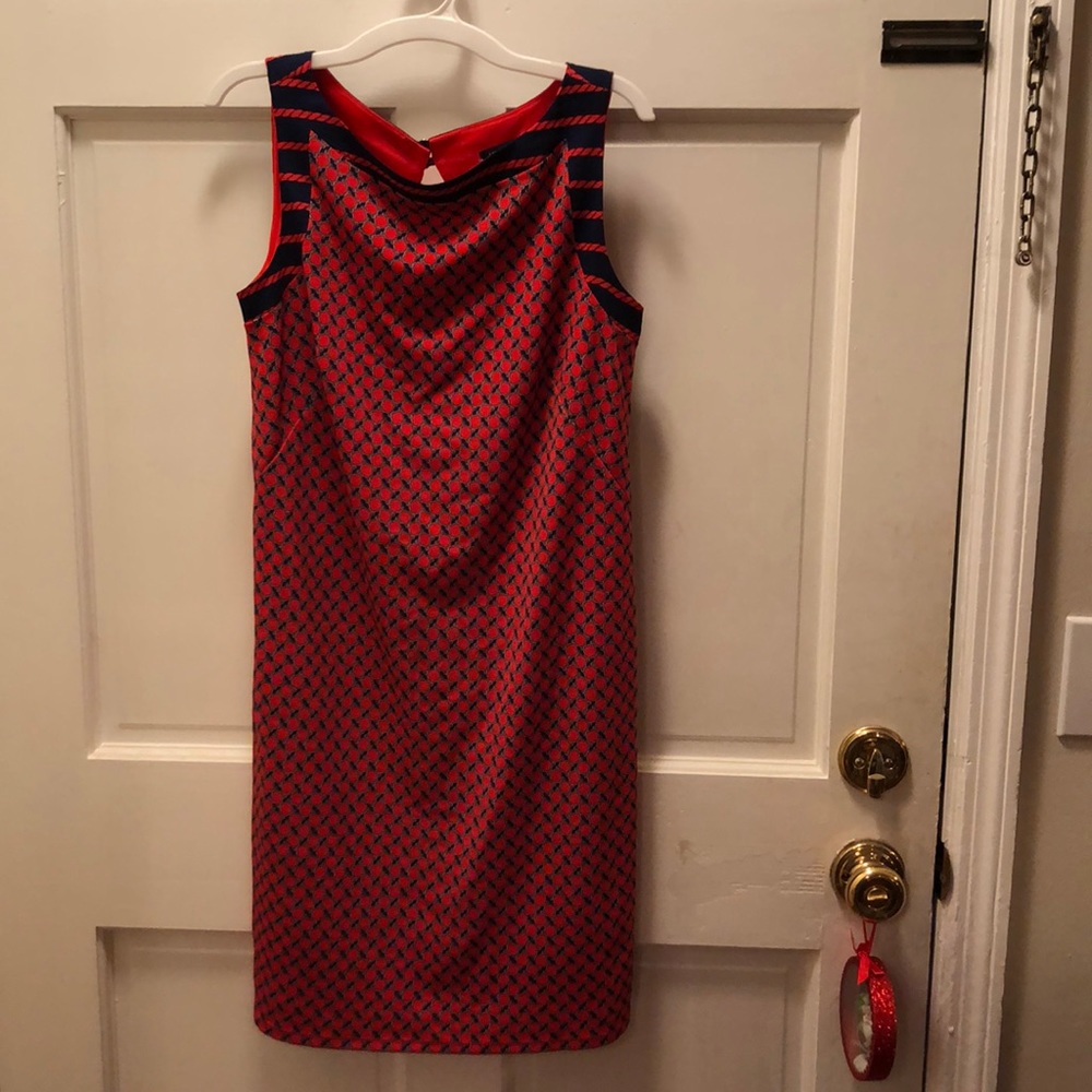 Navy and red dress